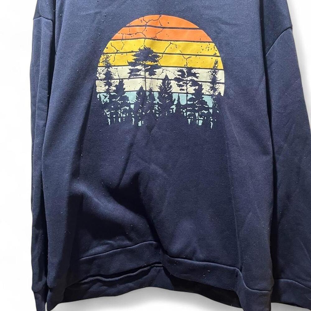SHEIN Navy Sweatshirt with Sunset Decal